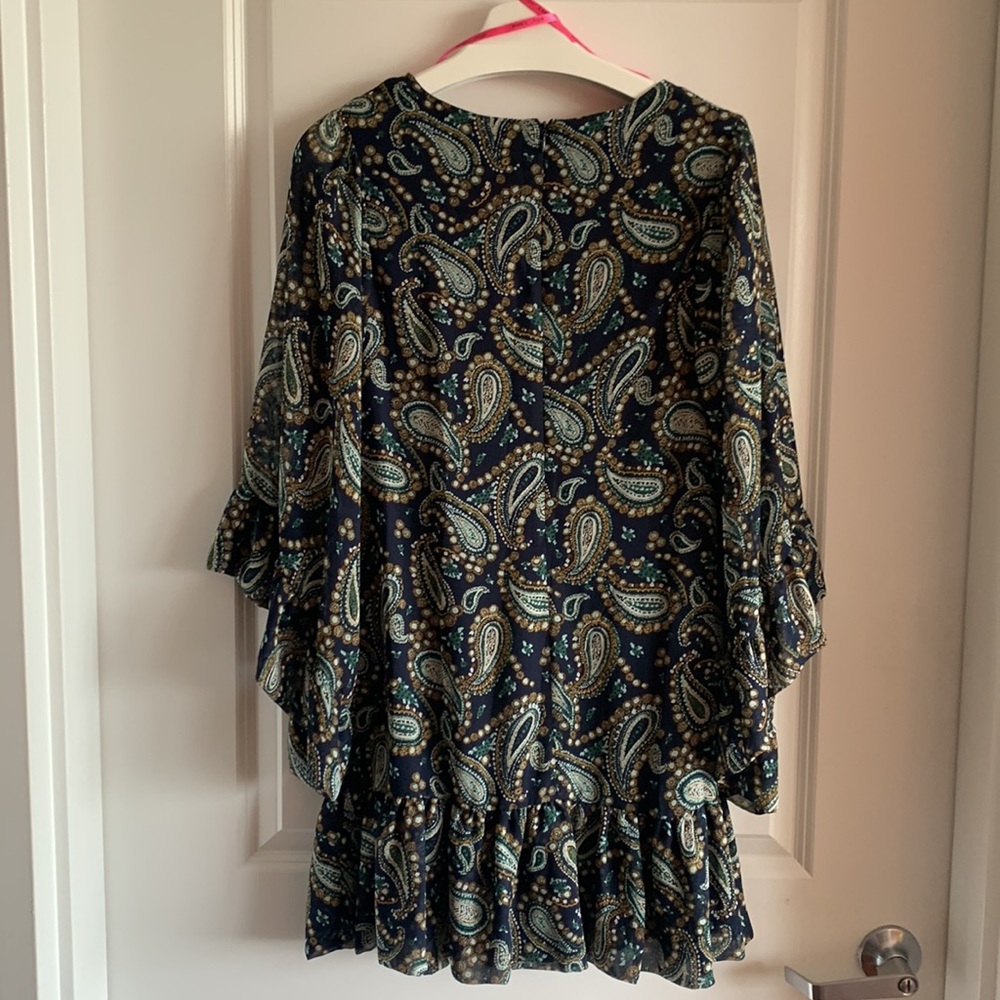 Betsey Johnson Paisley Dress Blue 4 V-neck Ruffle Party Wedding Guest Vacation - Picture 12 of 17